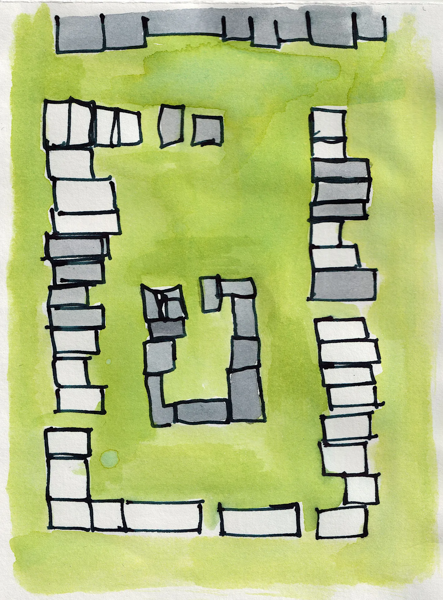 A small painting. Ink on paper.