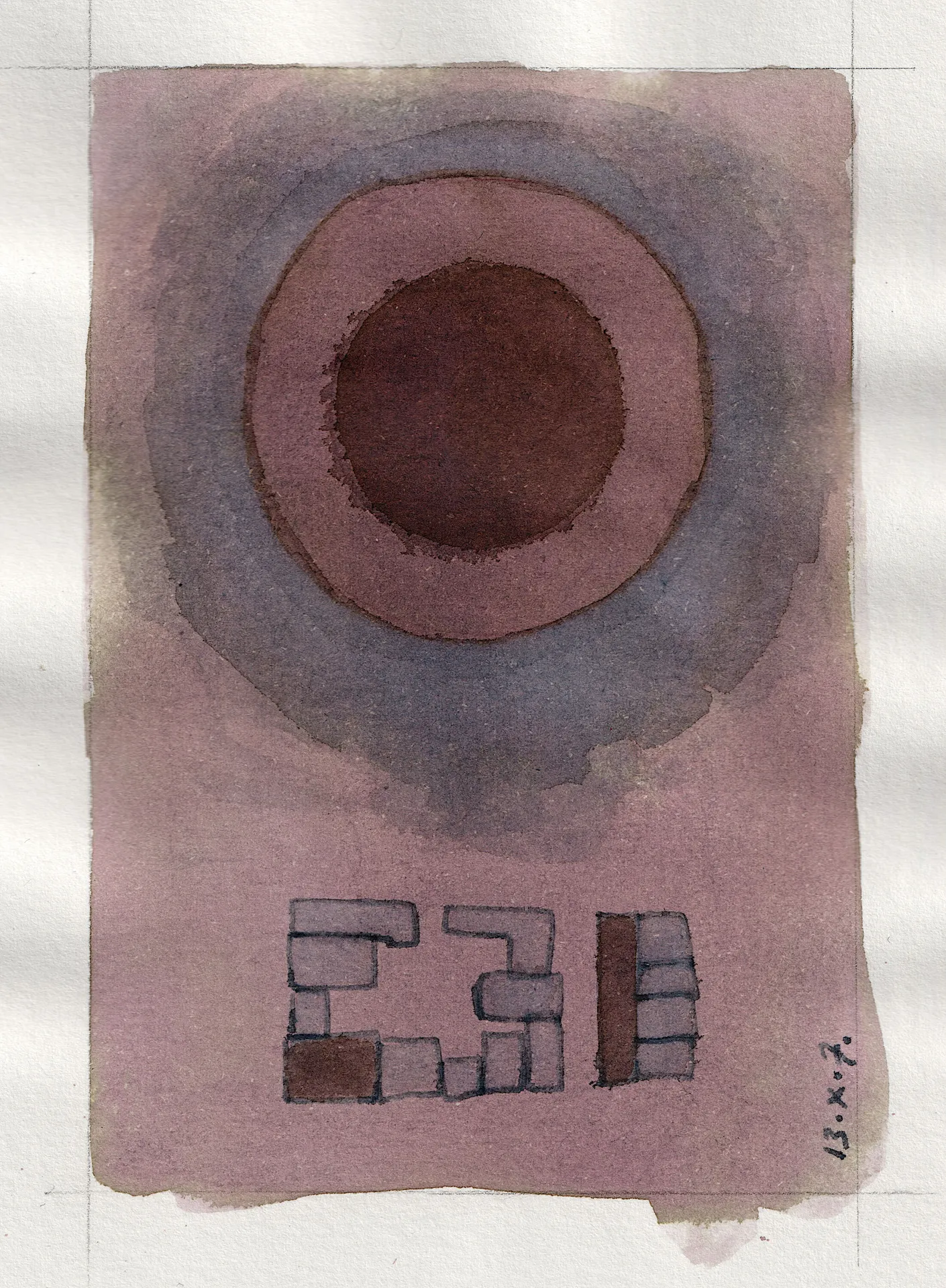 A small abstract painting. Ink on paper.