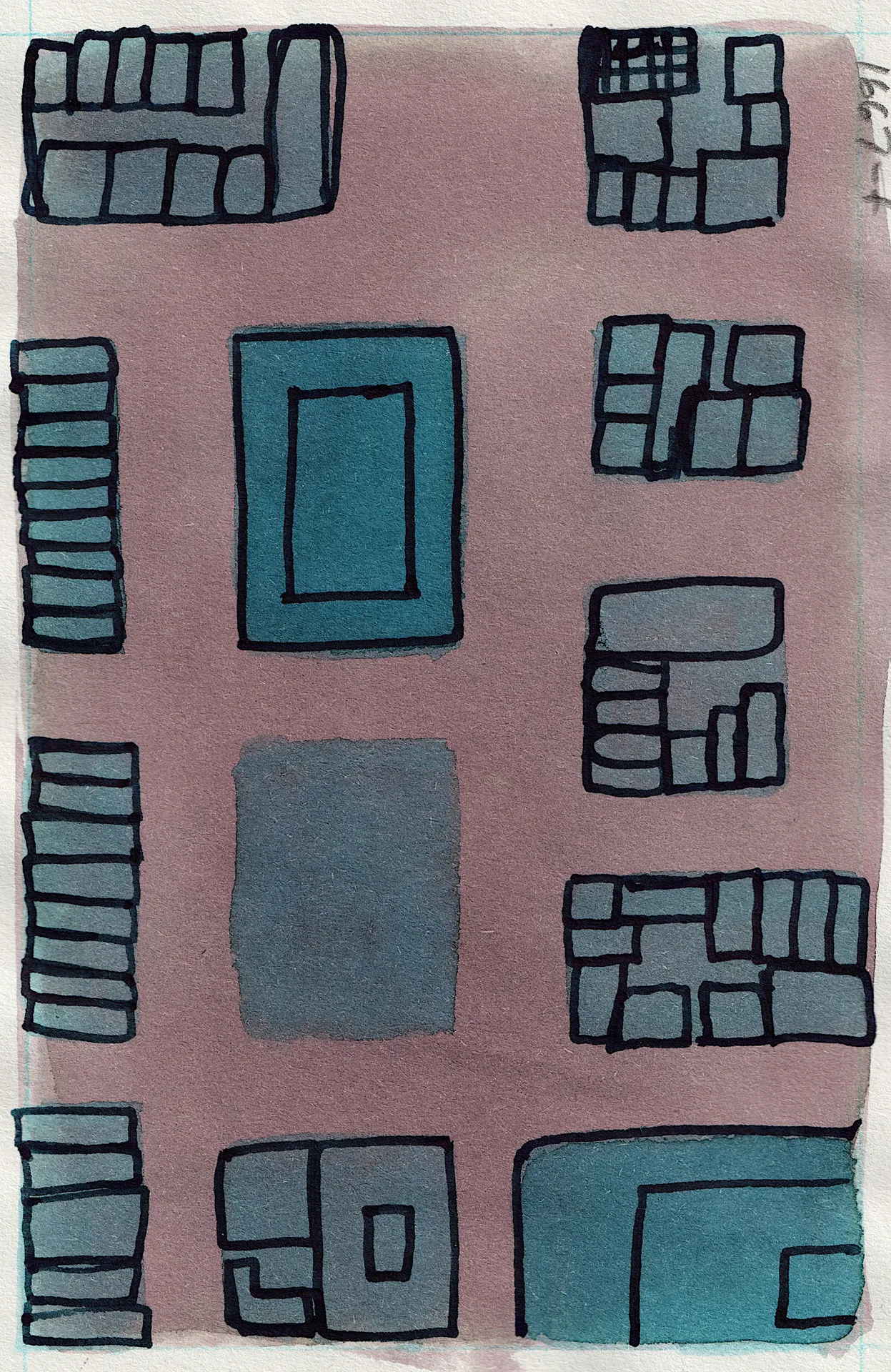 A small abstract painting. Ink on paper.