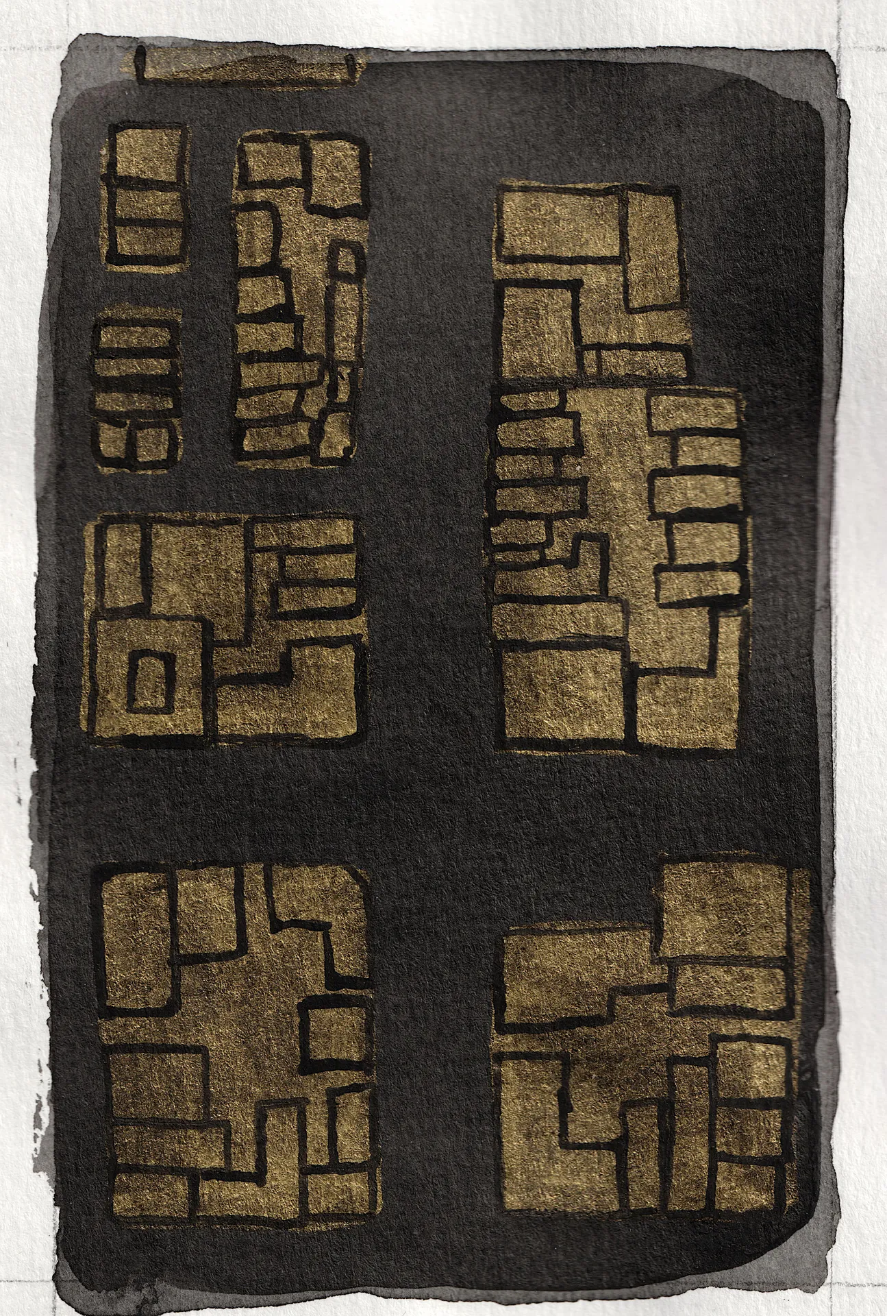 A small abstract painting. Ink on paper.