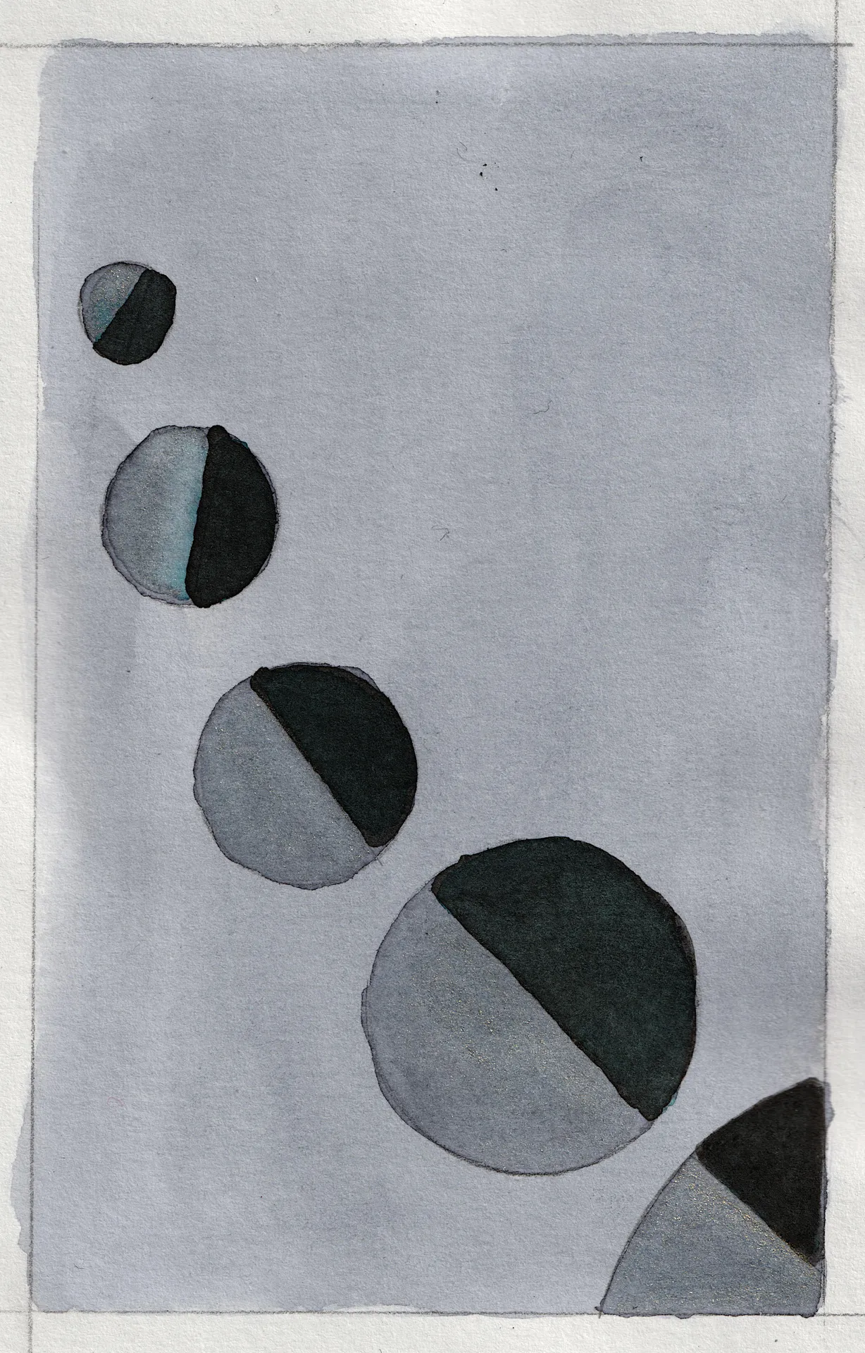 A small abstract painting. Ink on paper.