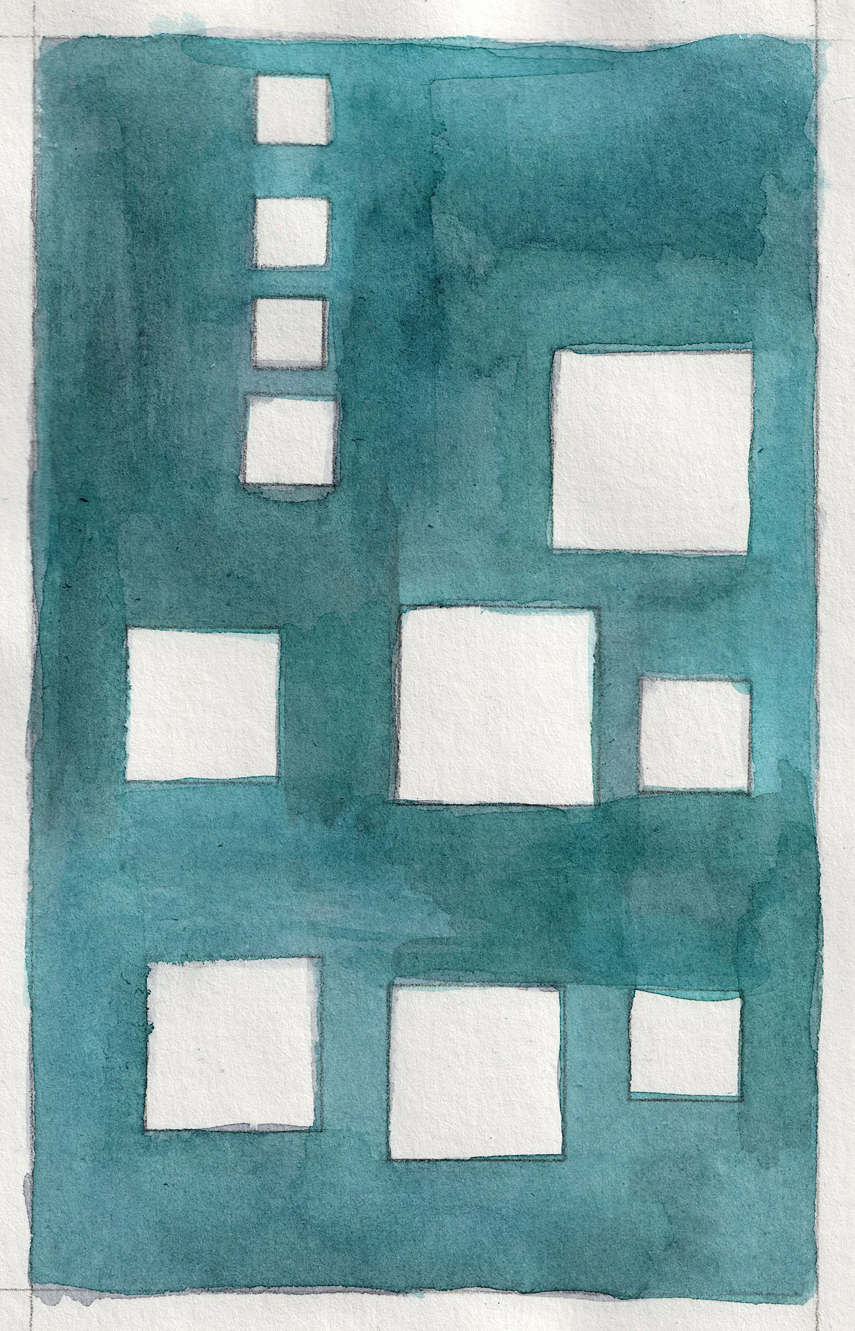 A small abstract painting. Ink on paper.
