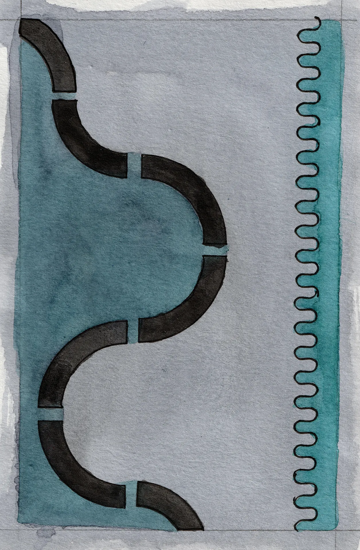 A small abstract painting. Ink on paper.