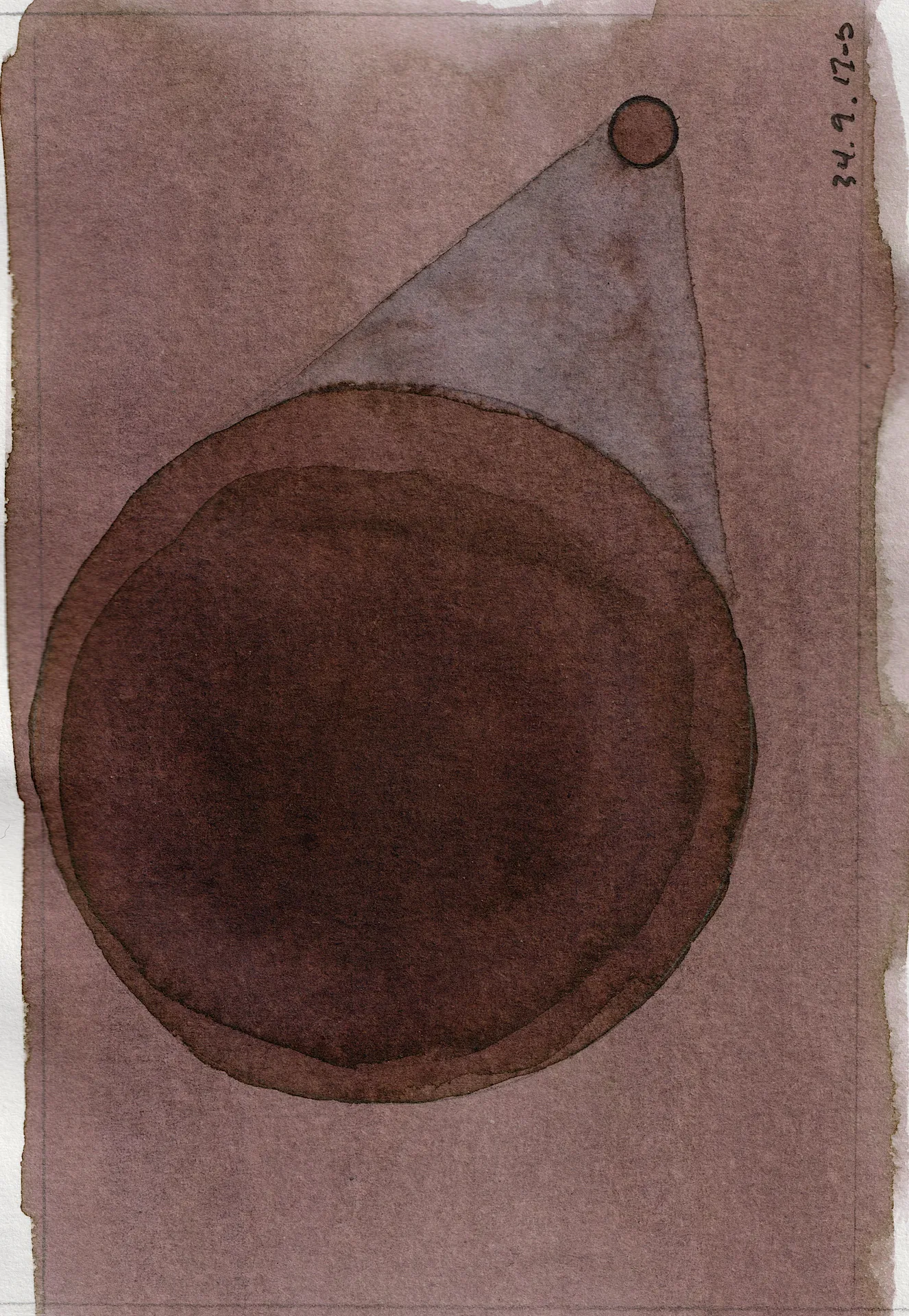 A small abstract painting. Ink on paper.