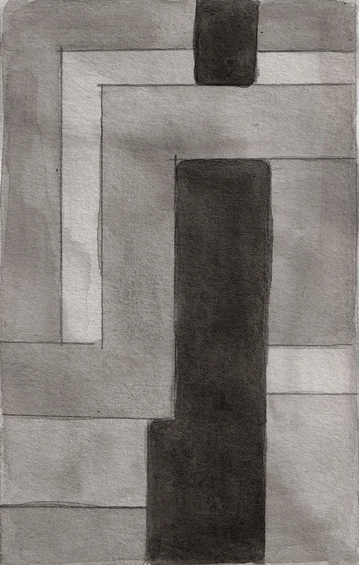 A small abstract painting. Ink on paper.