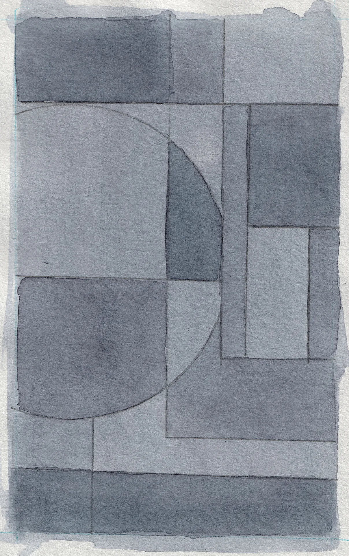 A small abstract painting. Ink on paper.