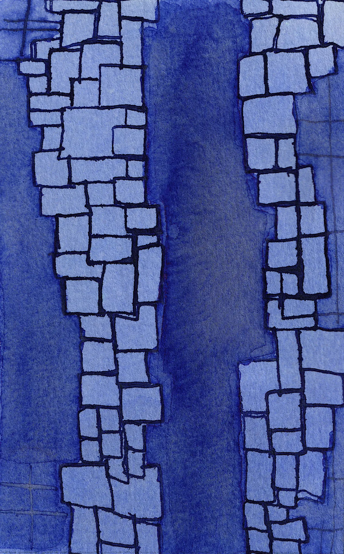 A small abstract painting. Ink on paper.