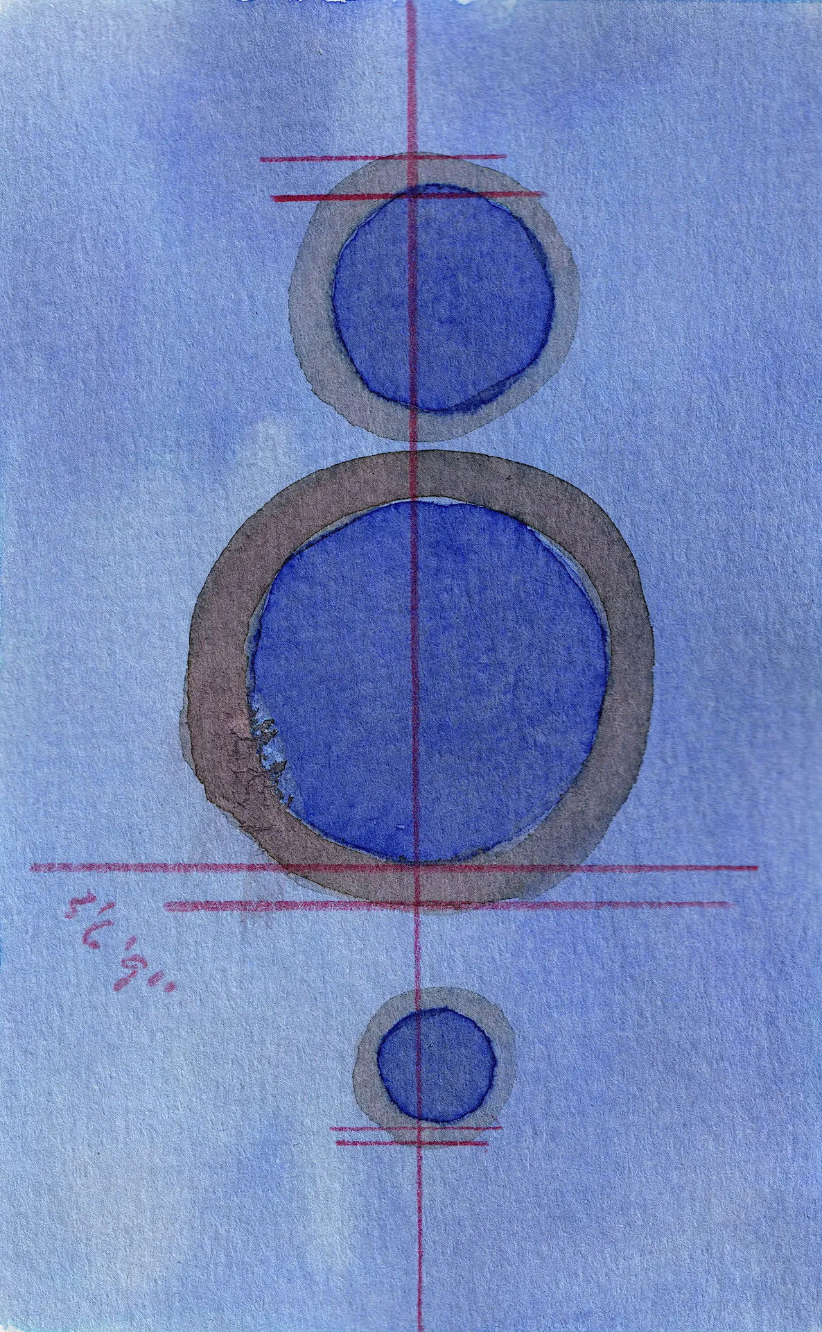 A small abstract painting. Ink on paper.