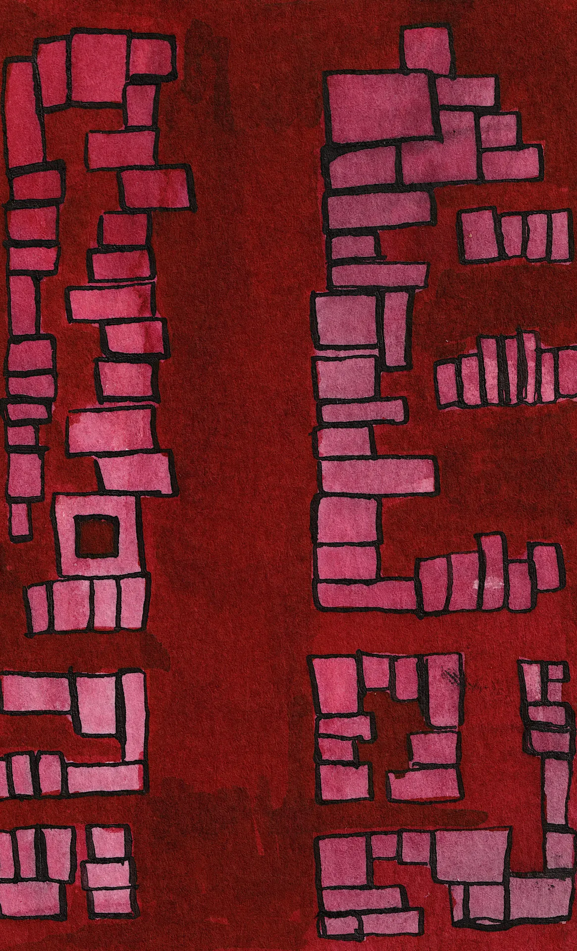 A small abstract painting. Ink on paper.