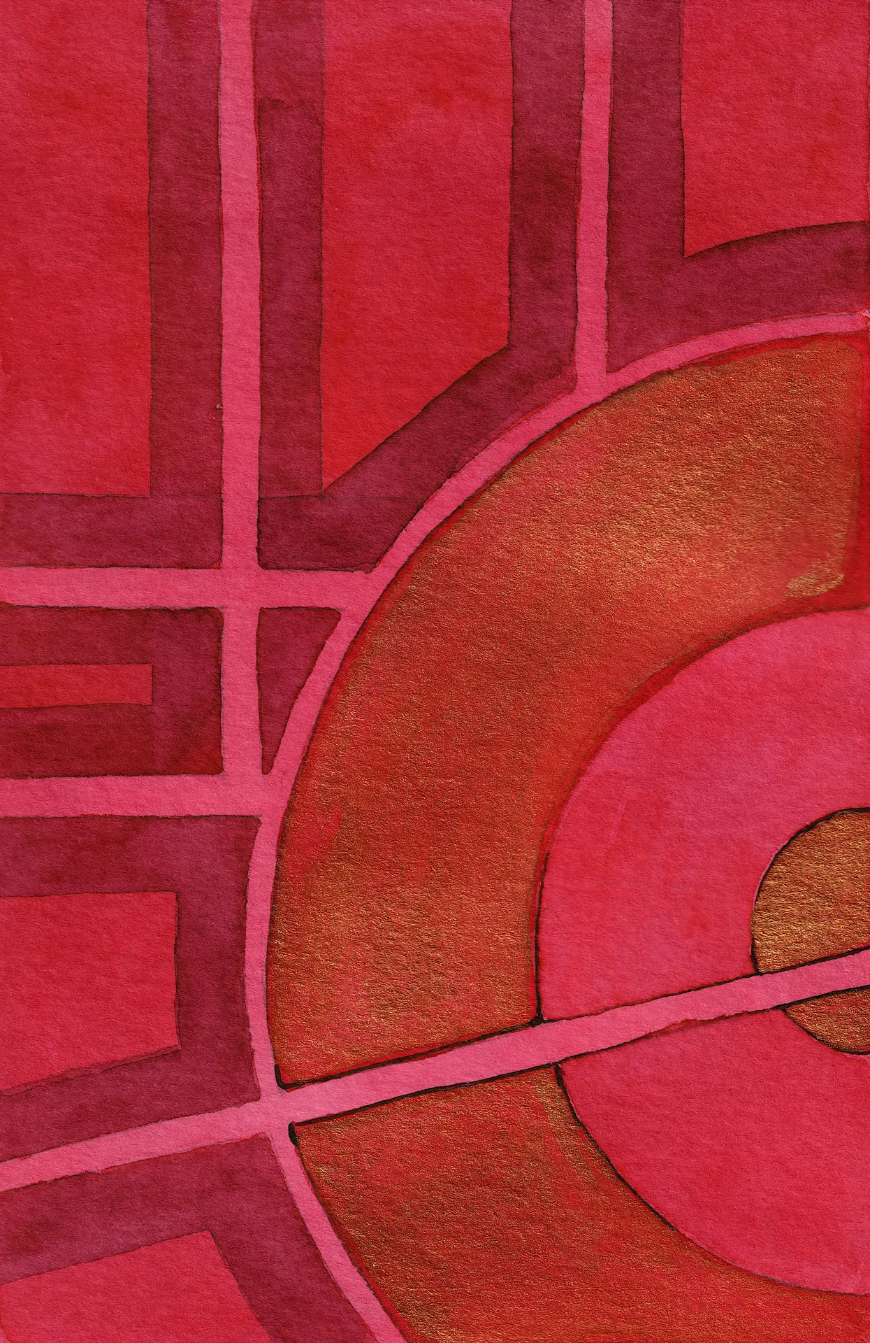 A small abstract painting. Ink on paper.