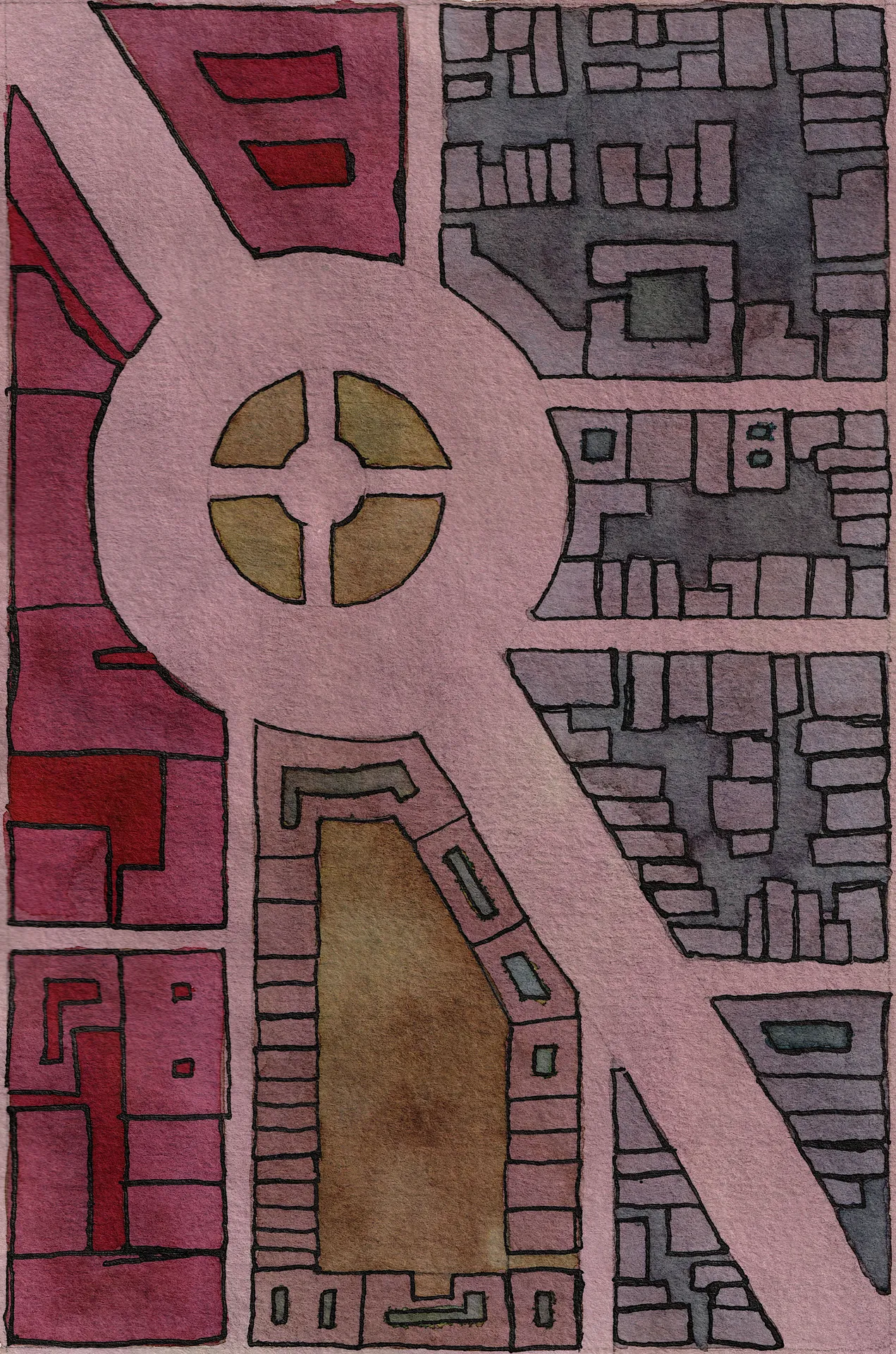 A small abstract painting. Ink on paper.