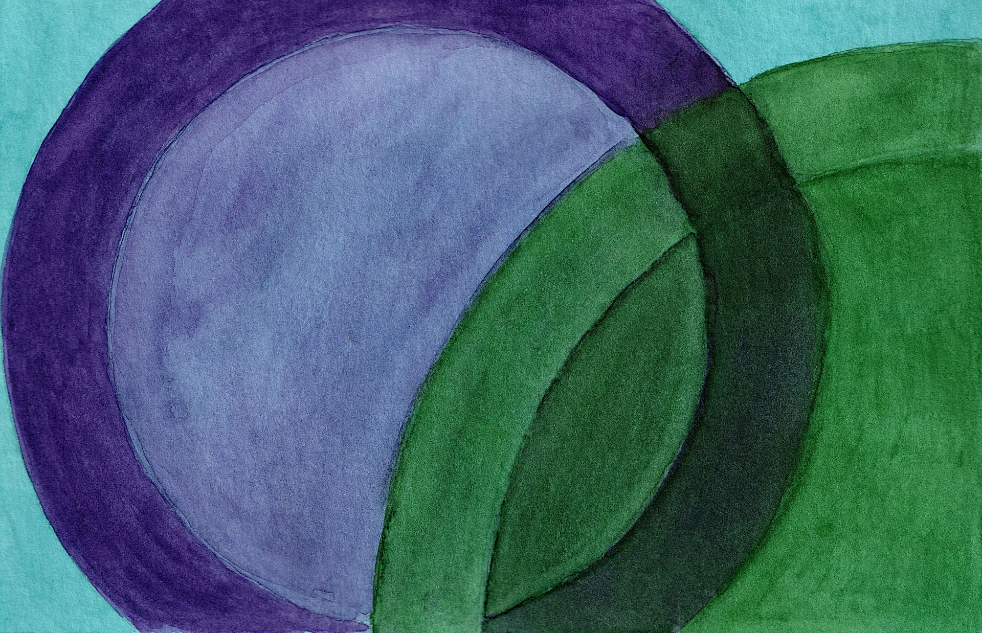 A small abstract painting. Ink and watercolour on paper.