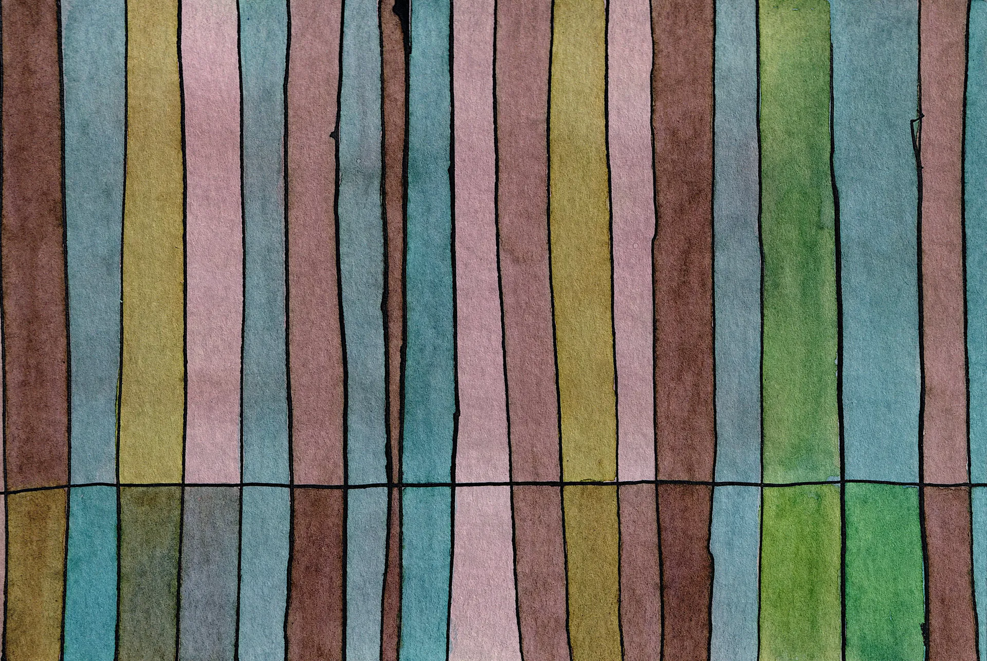 A small abstract painting. Ink and watercolour on paper.