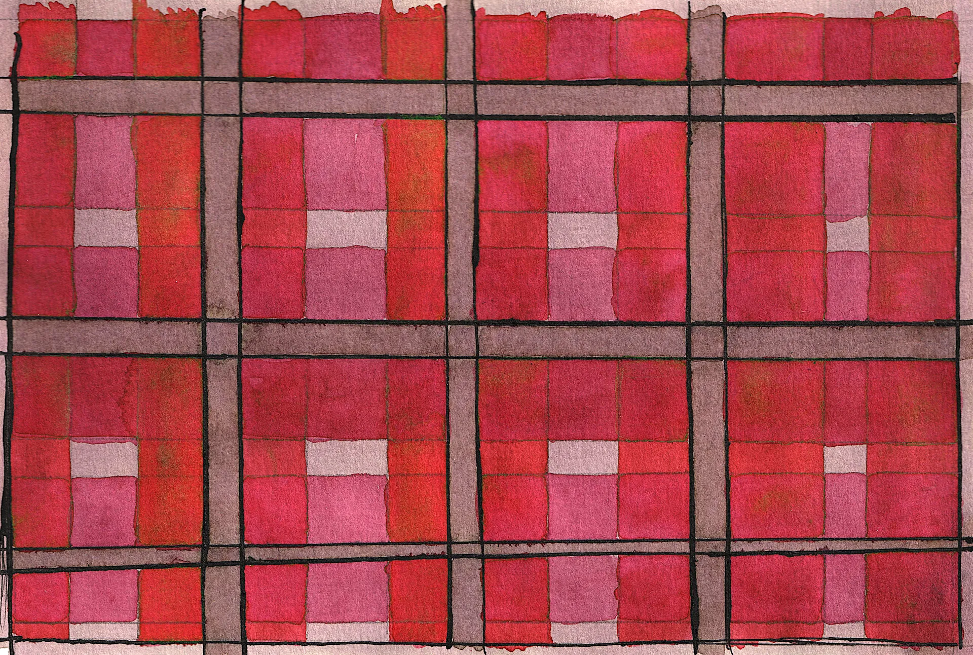 A small abstract painting. Ink and watercolour on paper.