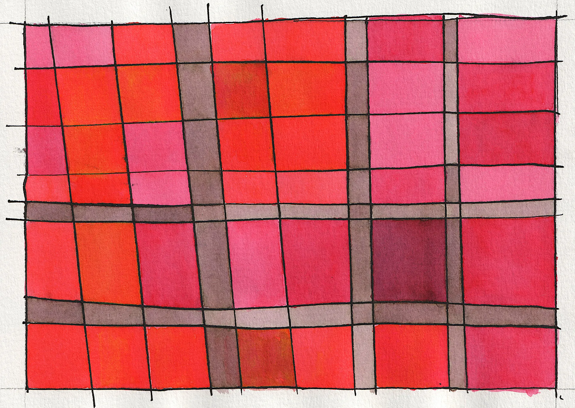 A small abstract painting. Ink and watercolour on paper.