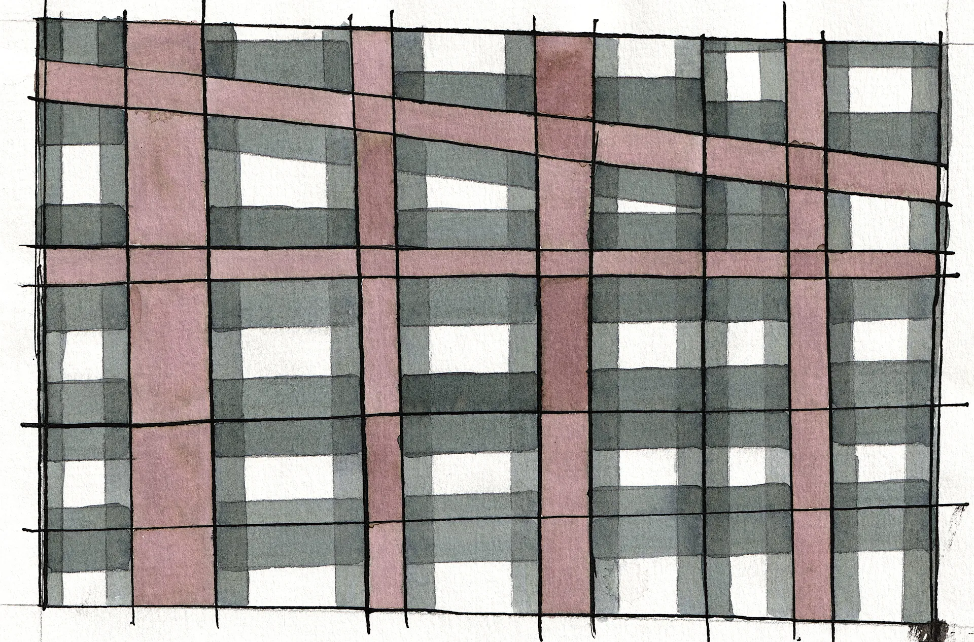 A small abstract painting. Ink and watercolour on paper.