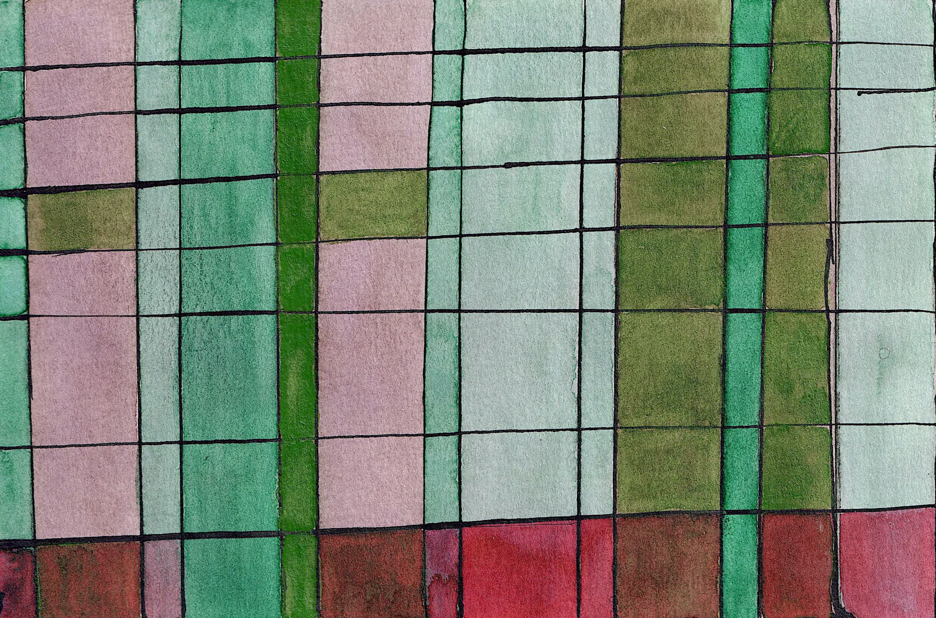 A small abstract painting. Ink and watercolour on paper.