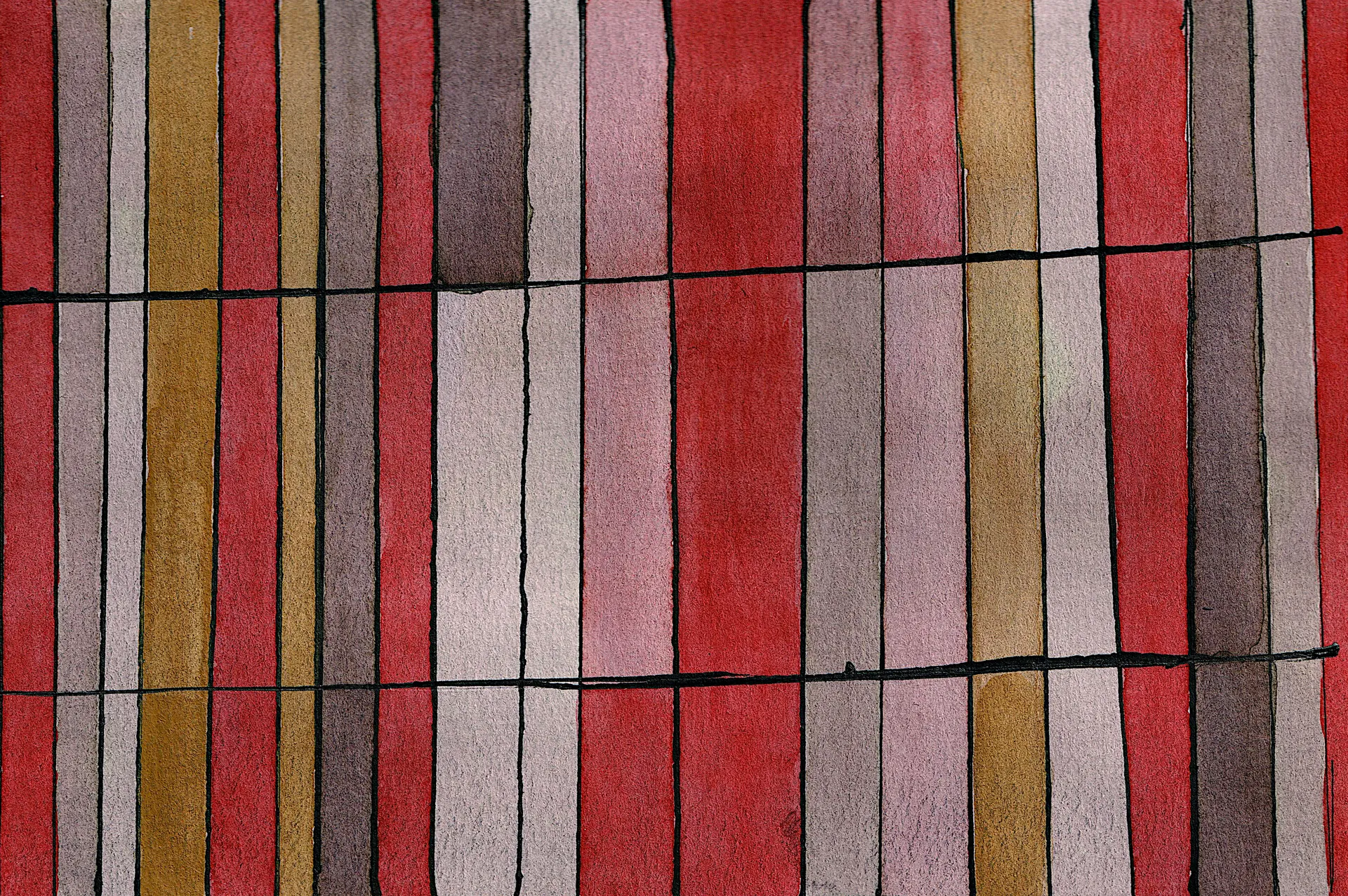 A small abstract painting. Ink and watercolour on paper.