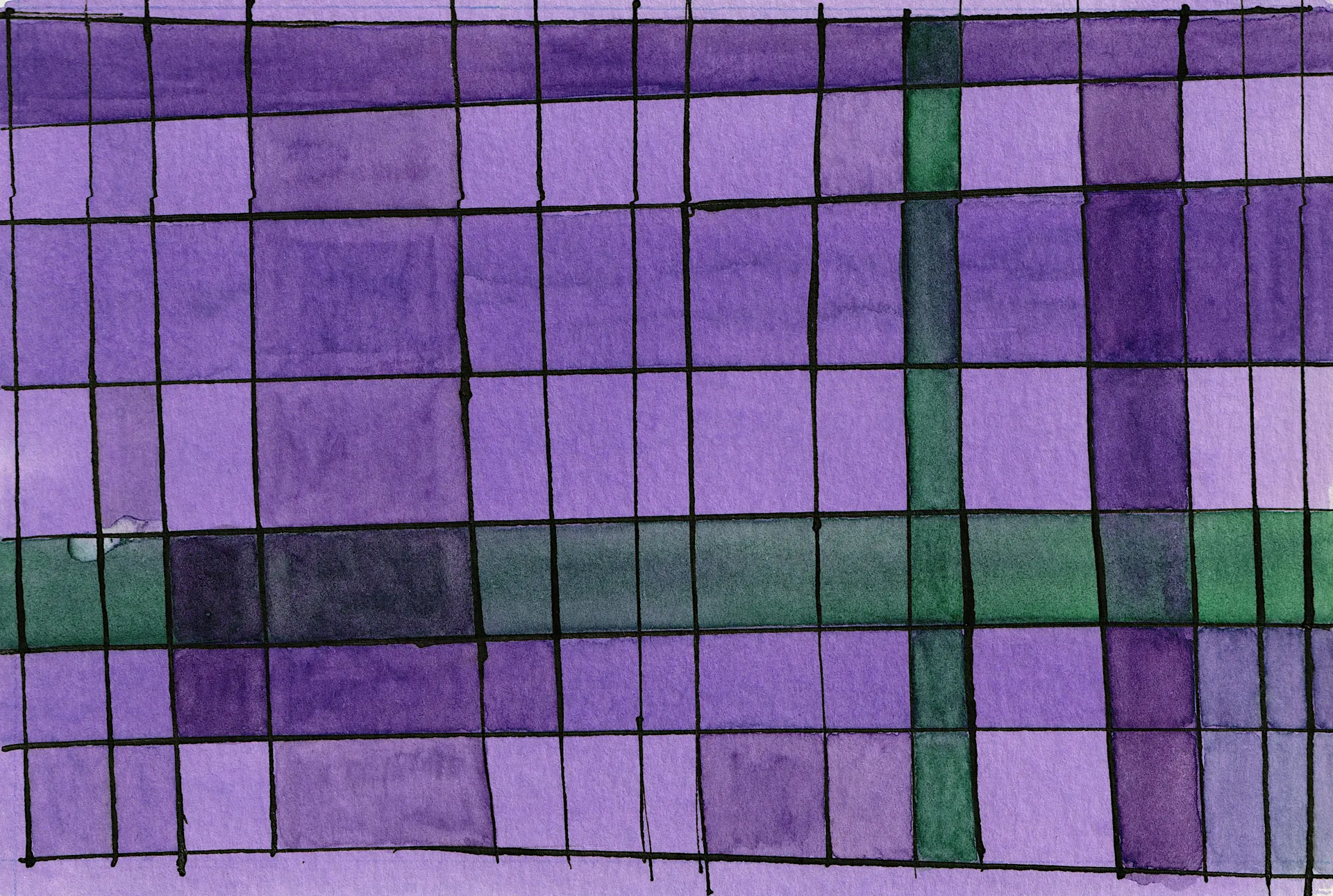 A small abstract painting. Ink and watercolour on paper.