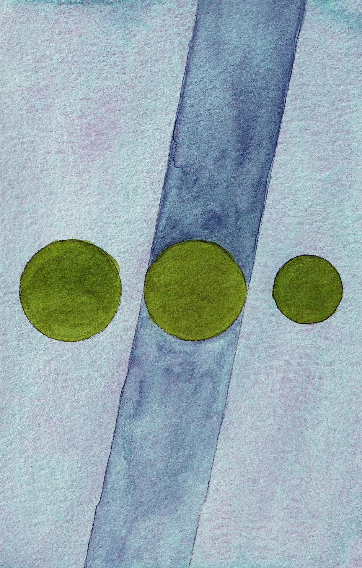 A small abstract painting. Ink and watercolour on paper.