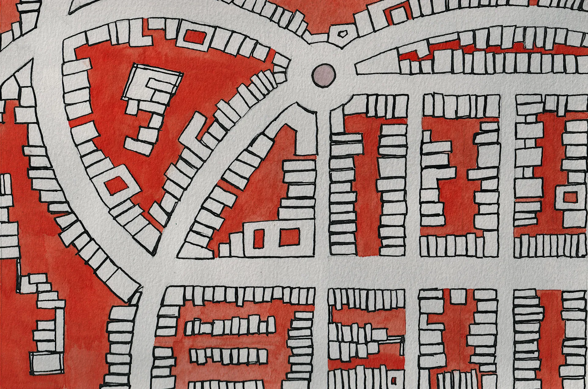 A small abstract painting. Ink and watercolour on paper. 