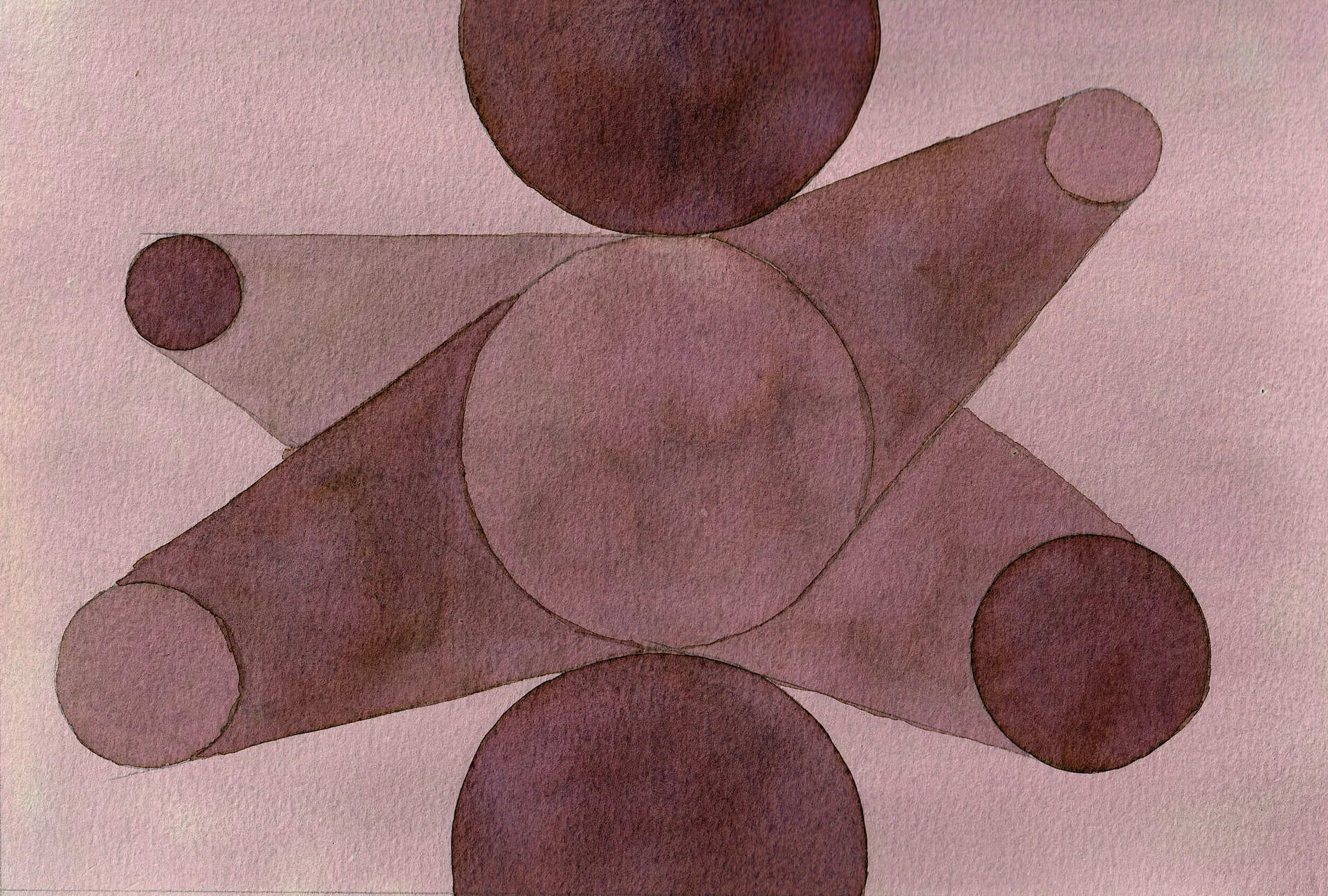 A small abstract painting. Ink and watercolour on paper. 