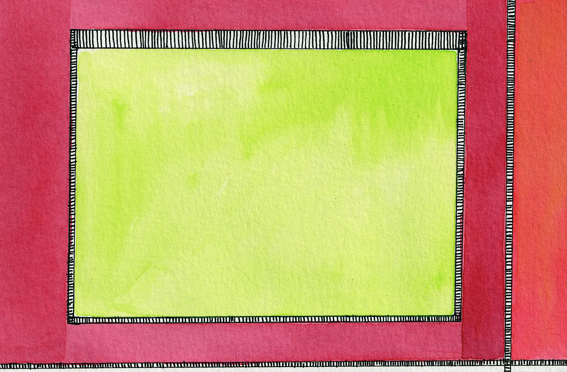 A small abstract painting. Ink and watercolour on paper. 