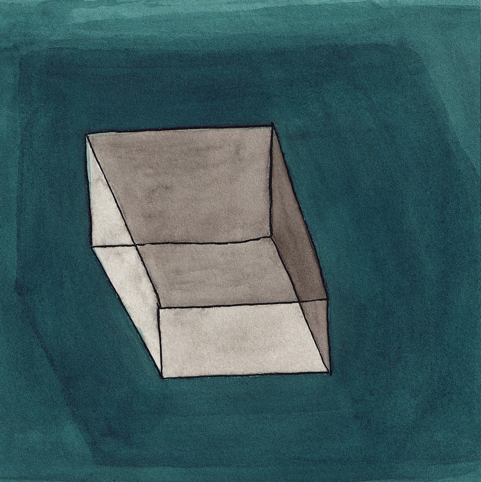 A small abstract painting. Ink and watercolour on paper. 