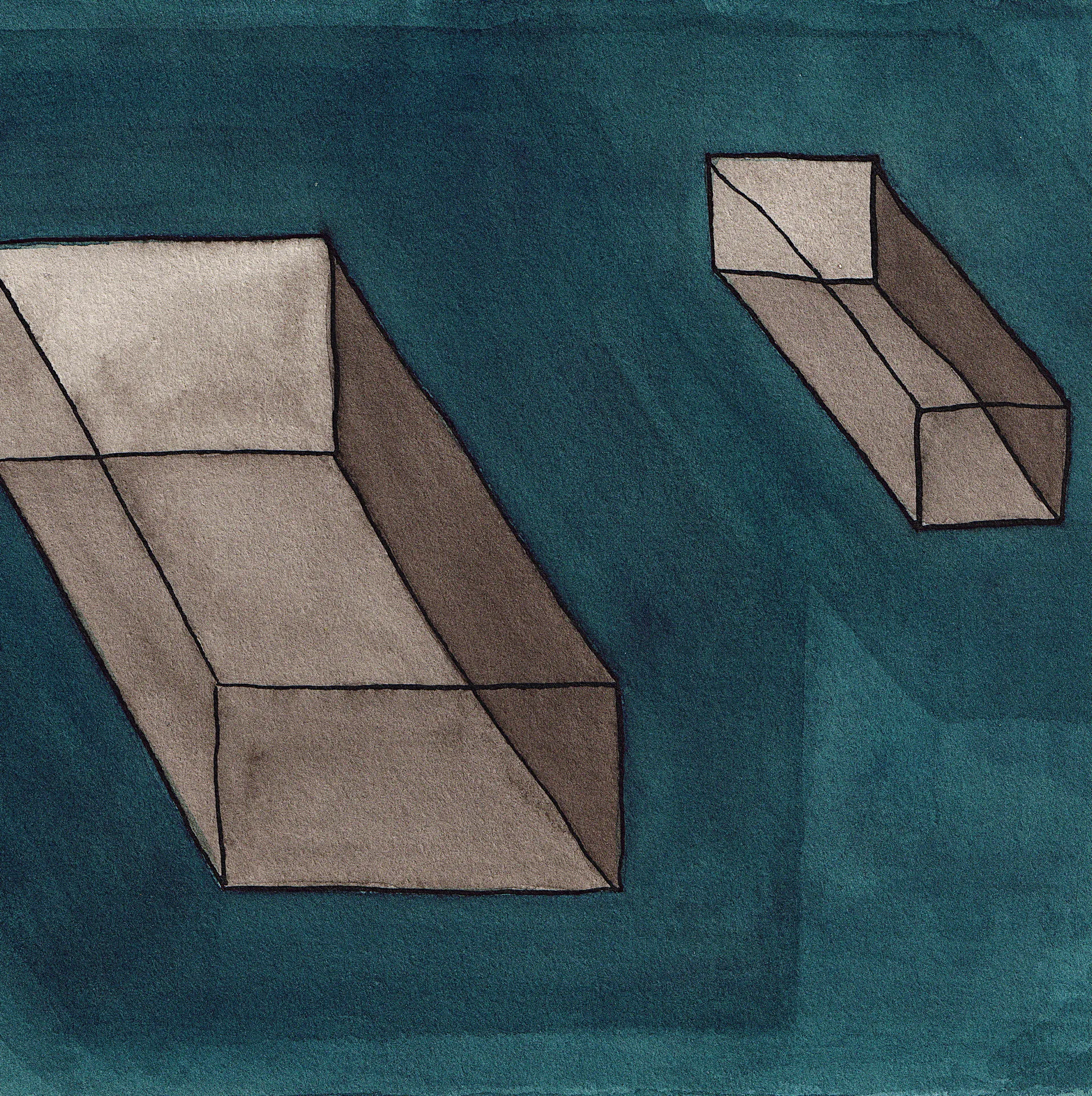 A small abstract painting. Ink and watercolour on paper. 